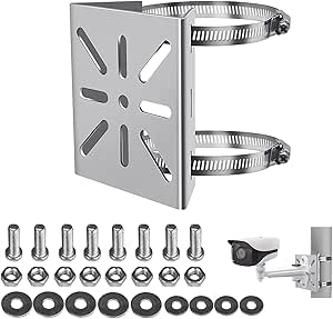 Support Vertical Universel En Acier Inox Pour Caméra - 3 Boucles Incluses - Pour Poteau, Panneau Solaire, éclairage