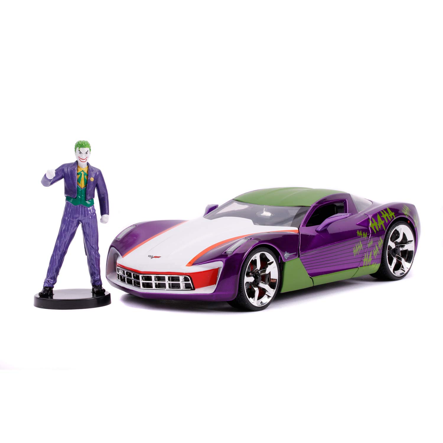 Modellino Jada - Chevy Corvette Stingray 2009 Con Joker, Scala 1:24, Die-Cast Metallico - Giocattolo Da Collezione