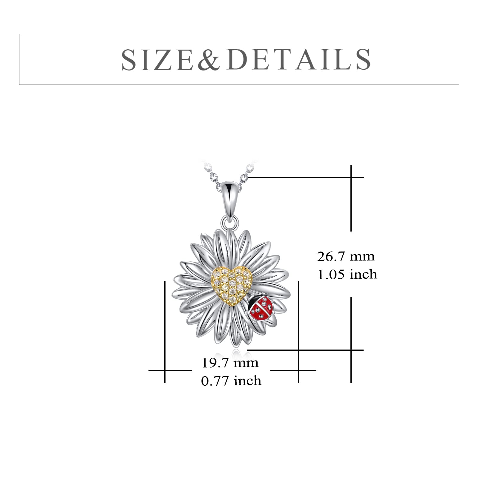 YFN Collar de margaritas con colgante de margaritas de plata de ley para niñas, Plata esterlina, Circonia cúbica