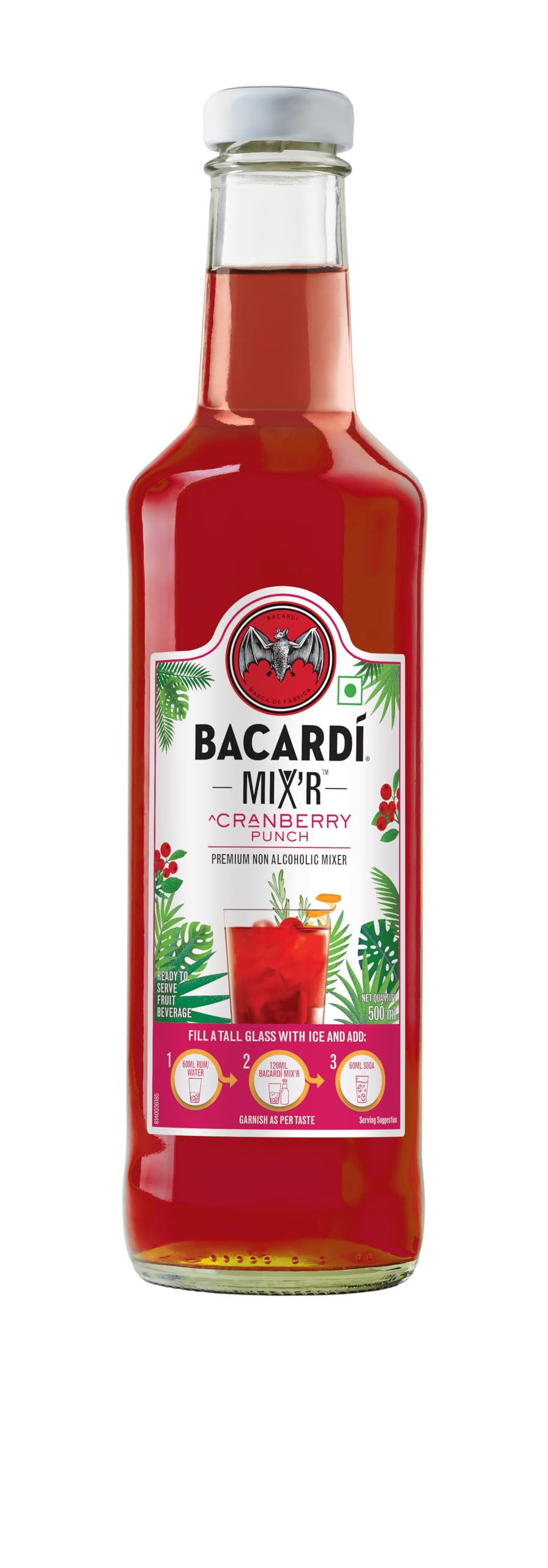 Bacardi Mixers - Cranberry Punch(500 Ml)- Non Alcoholic Premium Mixer