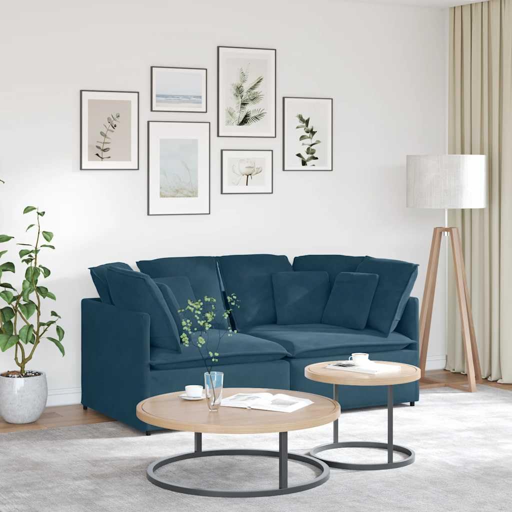 Canapé modulaire en velours bleu 200 x 100 x 64 cm