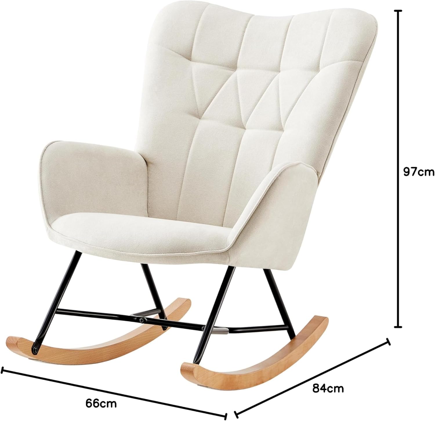 HOME DESIGN & CONFORT® Mecedora Lactancia Especial de Tela | Sillón Relax con Diseño Moderno y Ergonómico (Requiere Montaje) (Beige con Botones.) (Beige Sin Botones)