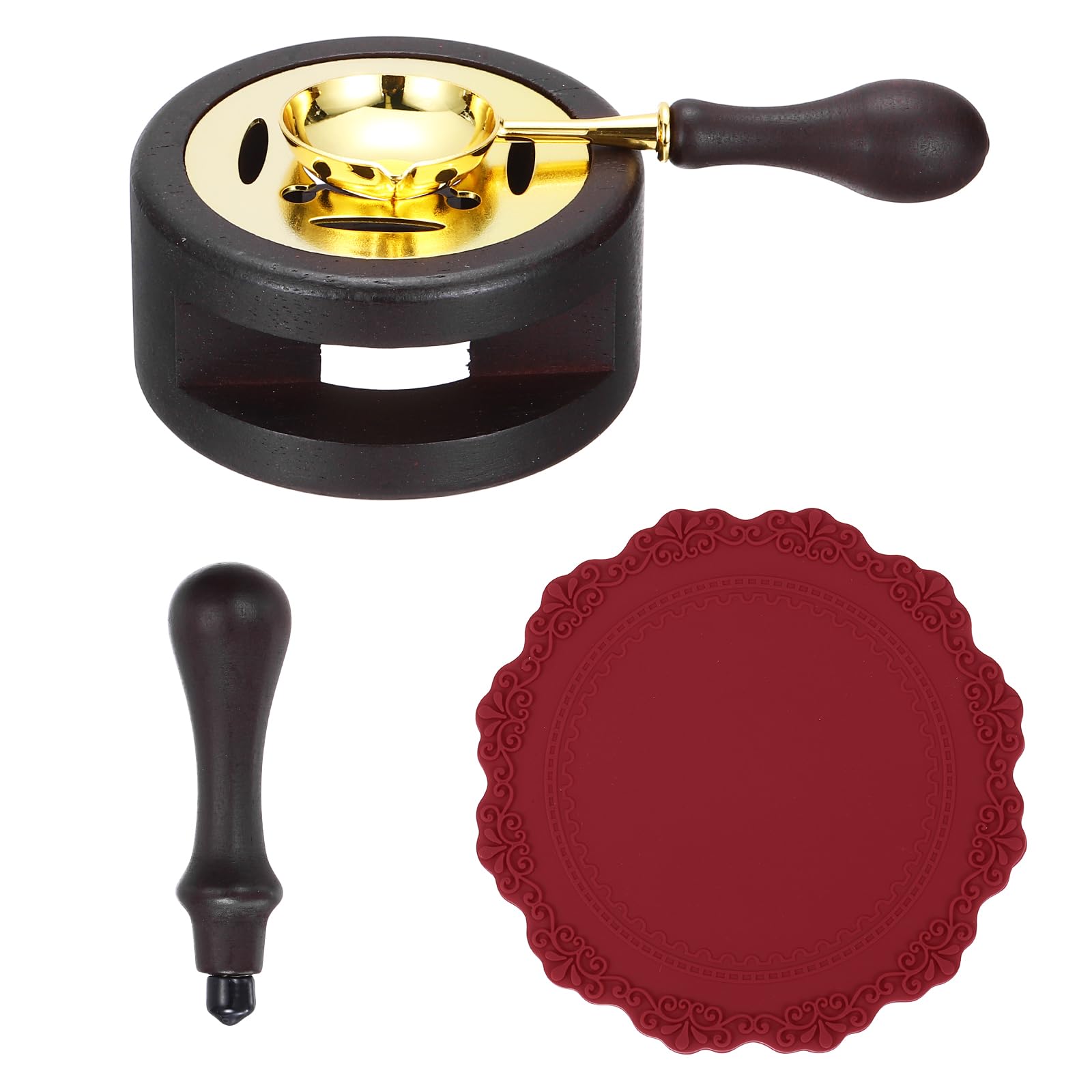 PATIKIL Wax Stamp Seal Kit Include Sealing Warmer, Melting Spoon, Silicone Pad, Stamp Handle