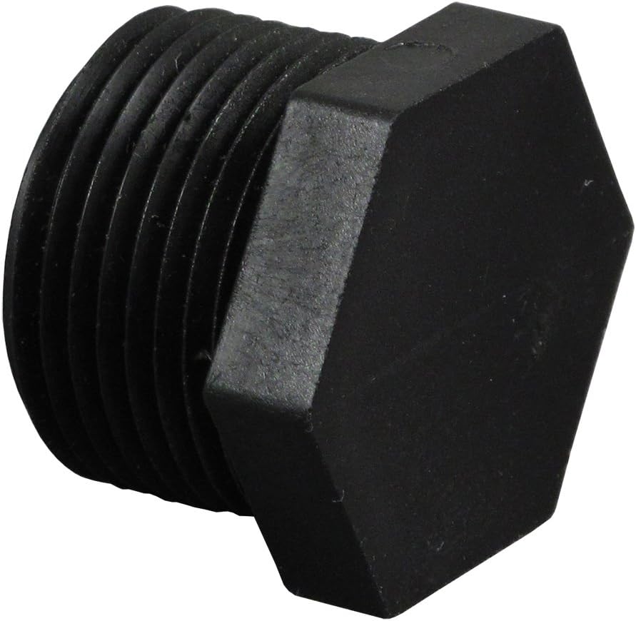 Pipe Plug Hex Head 3/4 MNPT Polypro Black Home & Kitchen