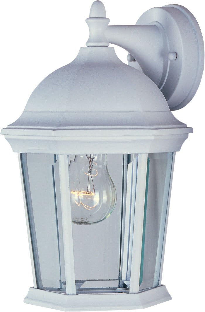 Maxim Lighting Builder Cast 1-Light Outdoor Wall Lantern | White Finish | Clear Glass Shade | Early American Porch Patio Lantern | 1024WT