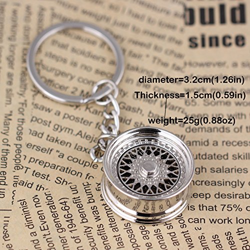 Image of maycom Creative Auto Part Model Wheel Rim Tyre Keychain Keyring Key Chain Ring Keyfob (Silver)