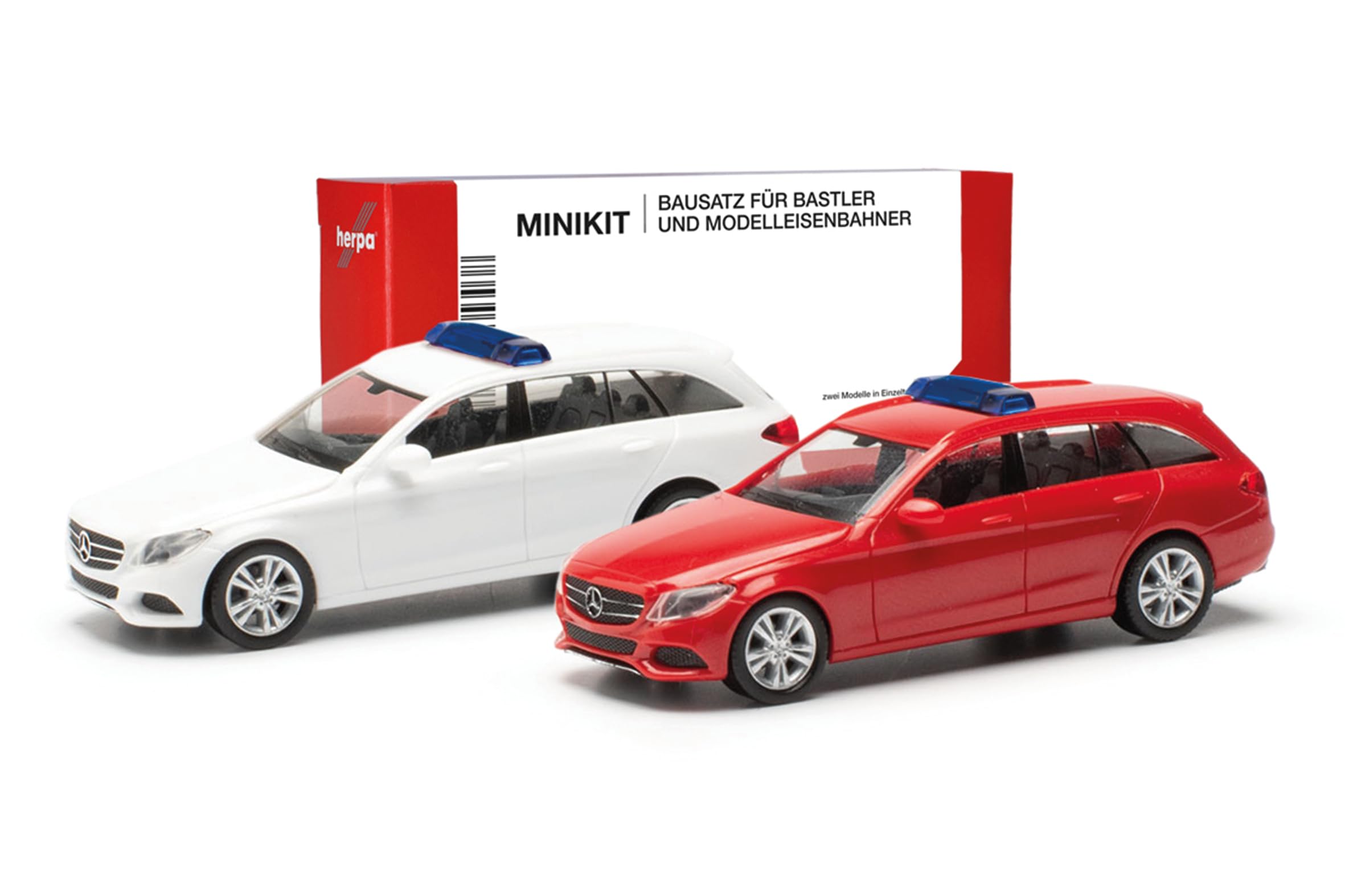 Herpa Model Kit MiniKit Mercedes-Benz C-Class Estate with Warning Bar (2 Pieces) Miniature 1:87 Scale Collectible Kit for Model Making Plastic