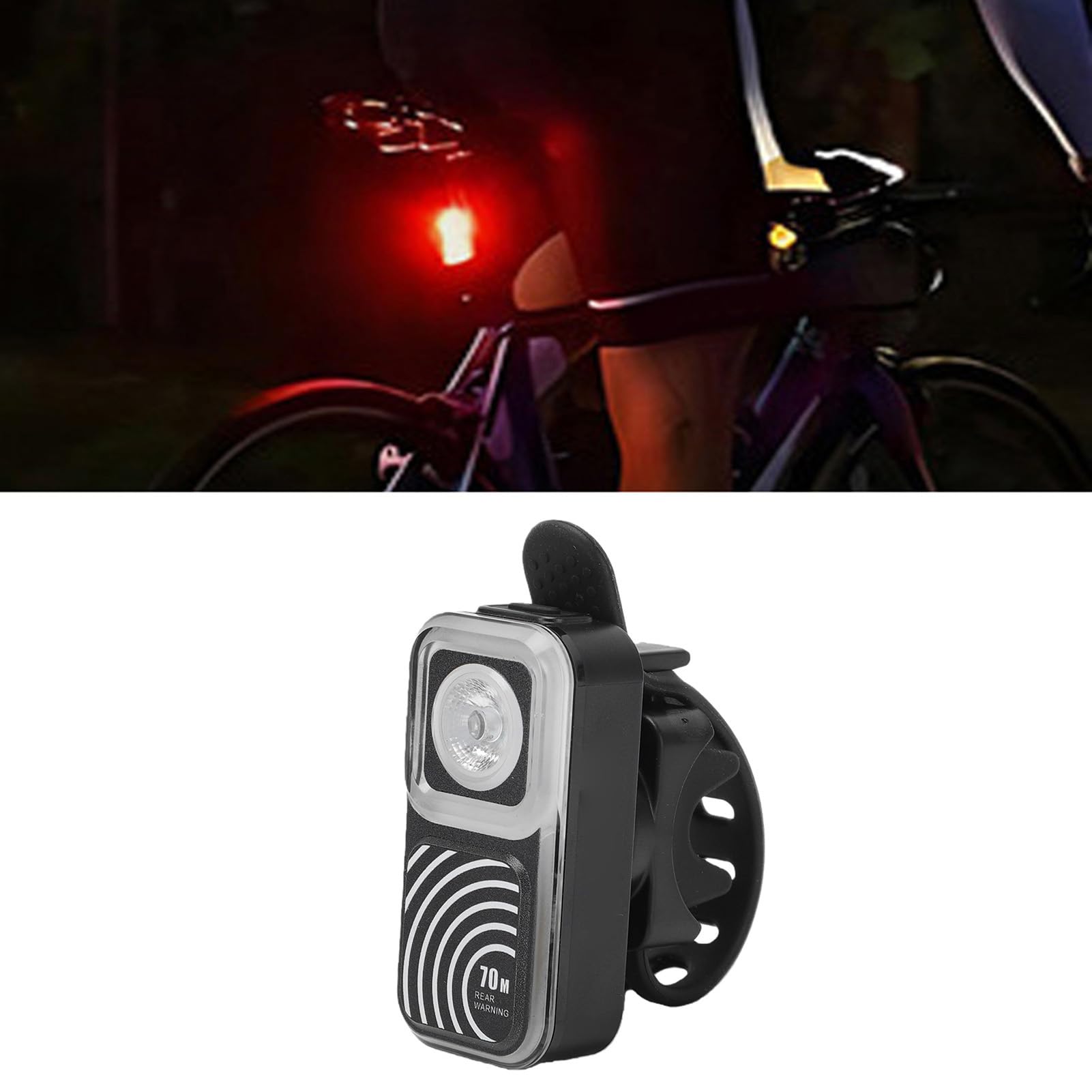 VGEBY Fanale Posteriore per Bici con 70 Metri | Costruzione in ABS, Avviso Intelligente a Tre Livelli, Misura Universale per Mountain Bike e Bici da Strada, Batteria Al