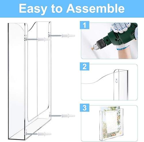 Miniatura 2 de Eaasty Soporte para archivos de montaje en pared, organizador de pared vertical, bolsillo transparente para colgar en la oficina, correo, cartas,
