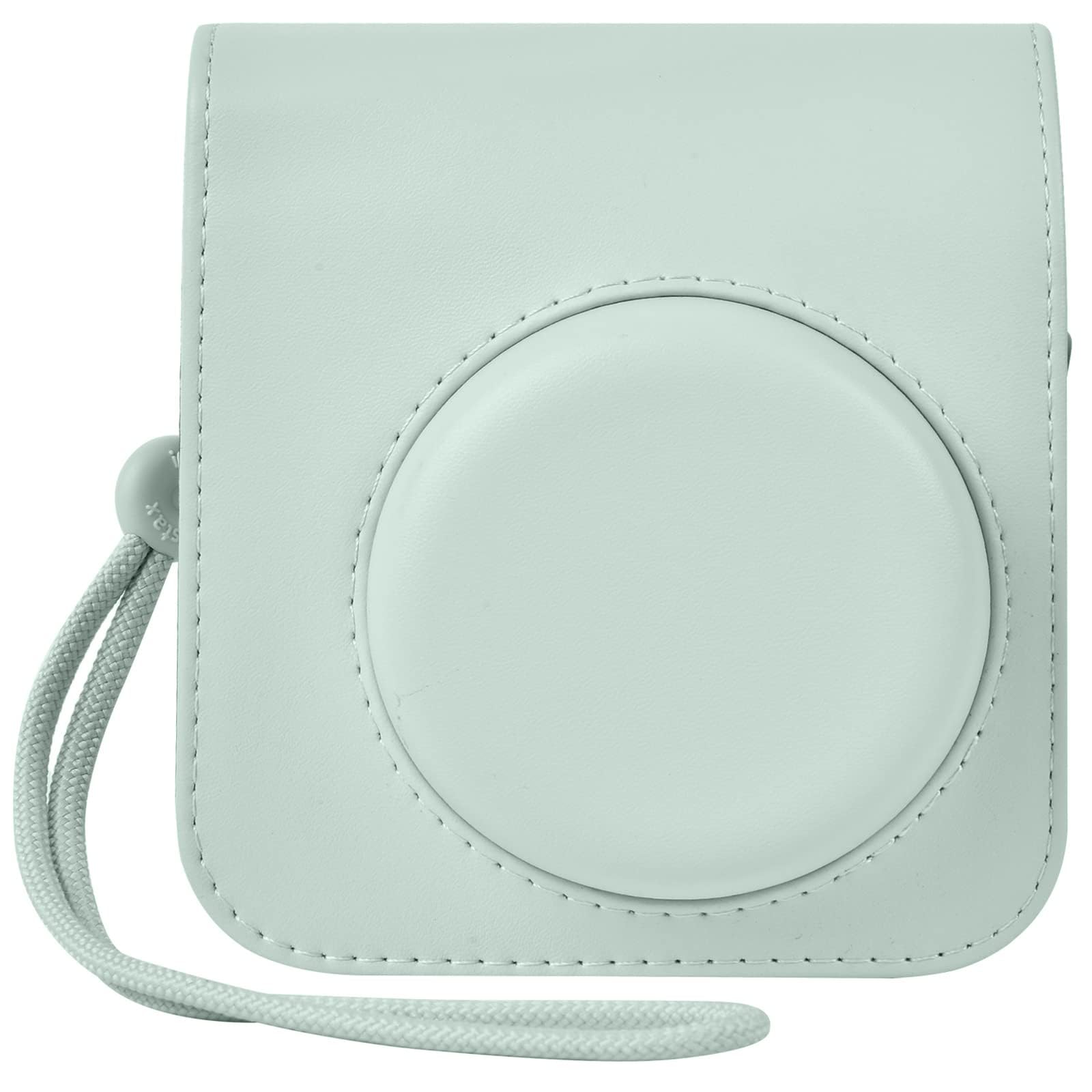 eWINNER Protective Case Compatible with Instax Mini 12 Instant Camera/PU Leather Portable Travel Storage Cover Bag for Polaroid Mini 12 w/Photos Pocket & Adjustable Shoulder Strap (Mint Green)