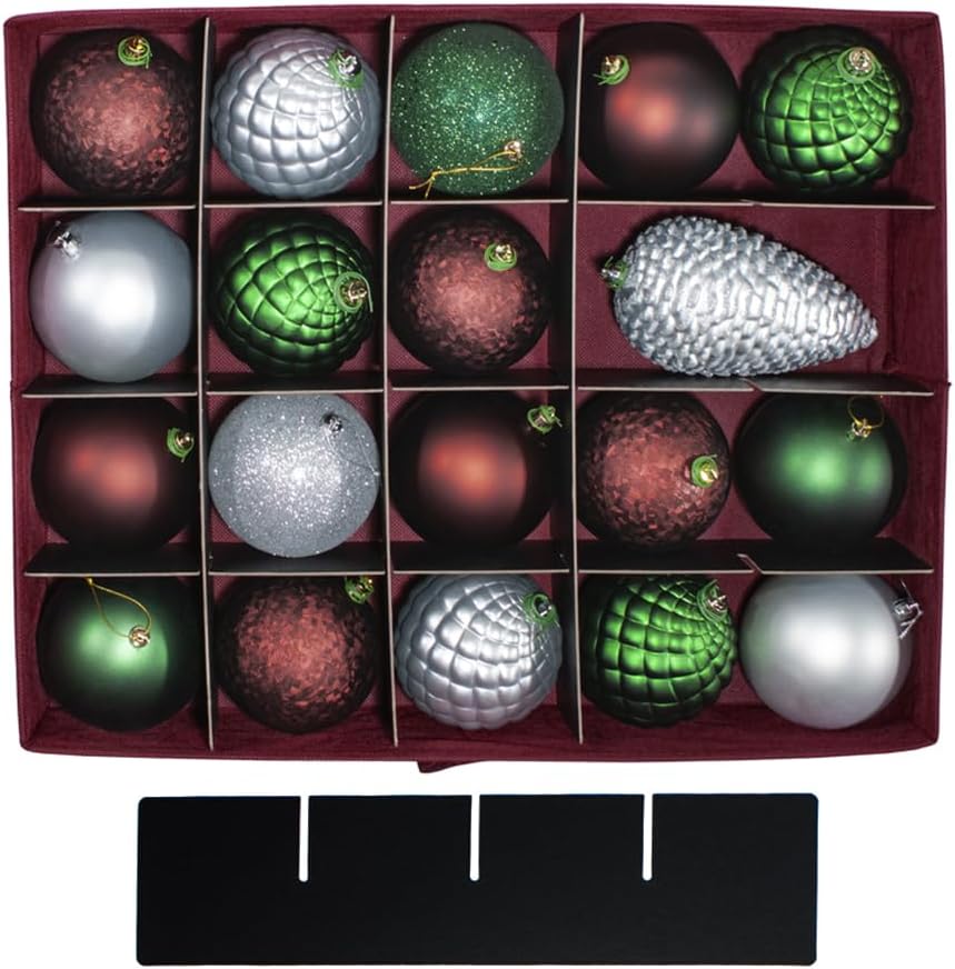 612 Vermont Christmas Ornament Storage Box with 3 Trays, Adjustable Acid-Free Dividers, Holds 60-4 Inch Ornaments - Image 3