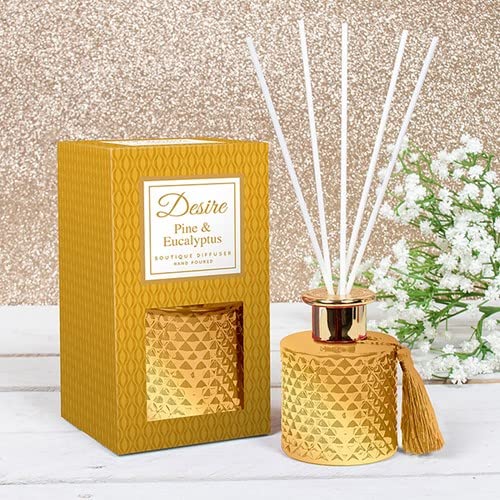 Lesser & Pavey 'Desire' Pine and Eucalyptus Reed Diffuser - Medium Size - Gorgeous Gold Design