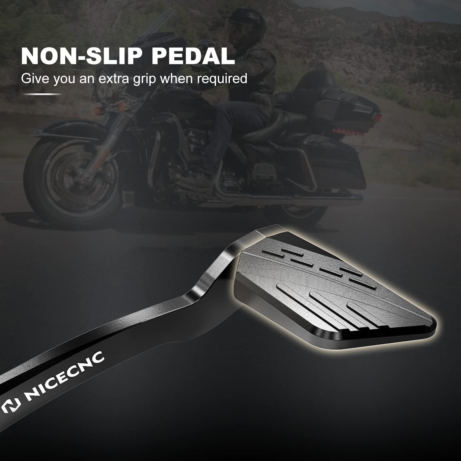 NICECNC Bremshebel-Pedal-Set hinten, Compatible with Harley CVO Tri Glide FLHTCUTGSE 2018–2022, Road Glide FLTRX 2015–2023, Road Glide Special FLTRXS 2016–2023, Siehe Passform, schwarz