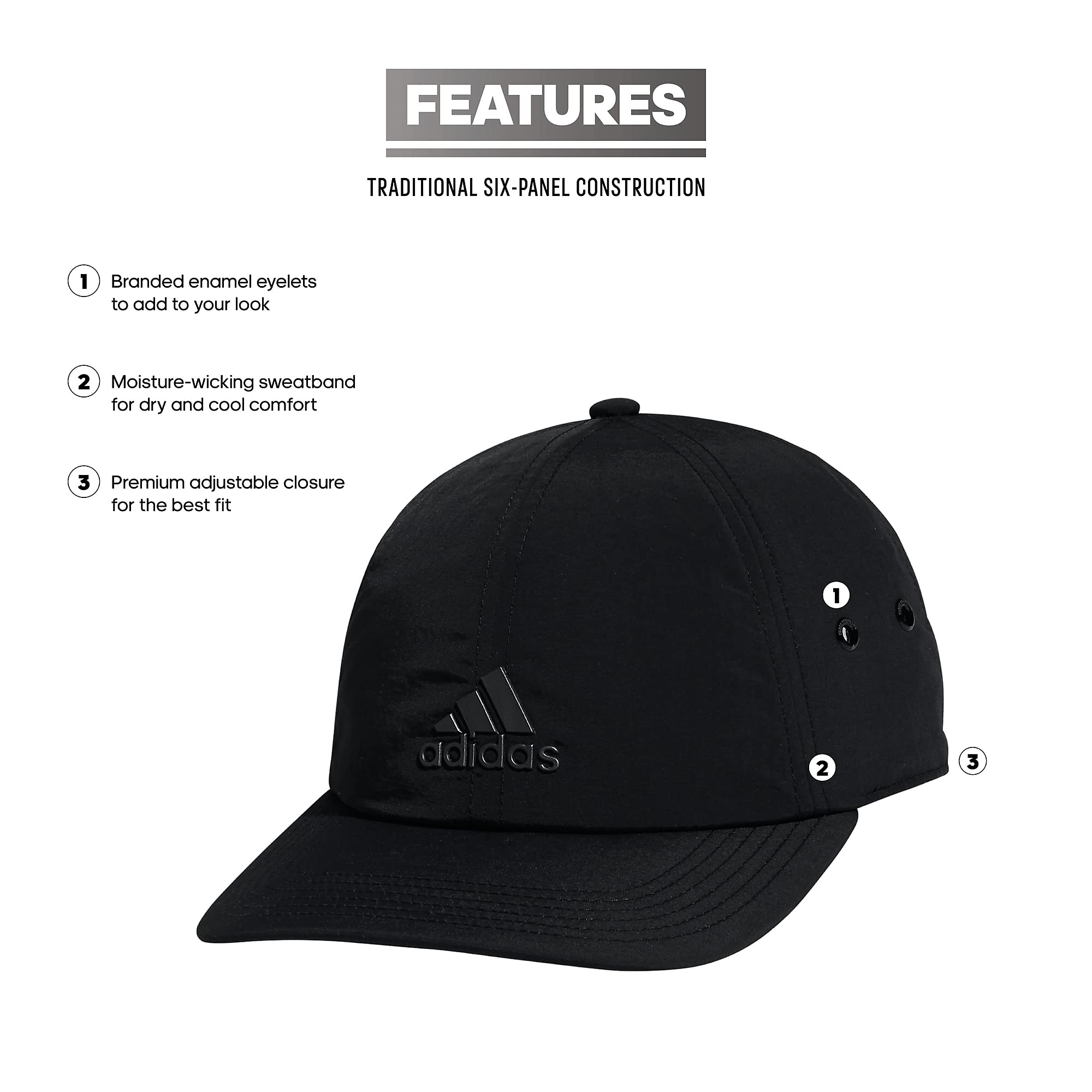 adidas Vma Relaxed Fit Strapack Lekkie, Precurve Brim Regulowana czapka Mężczyźni Men's Vma Relaxed Strapback Hat (1 w zestawie)