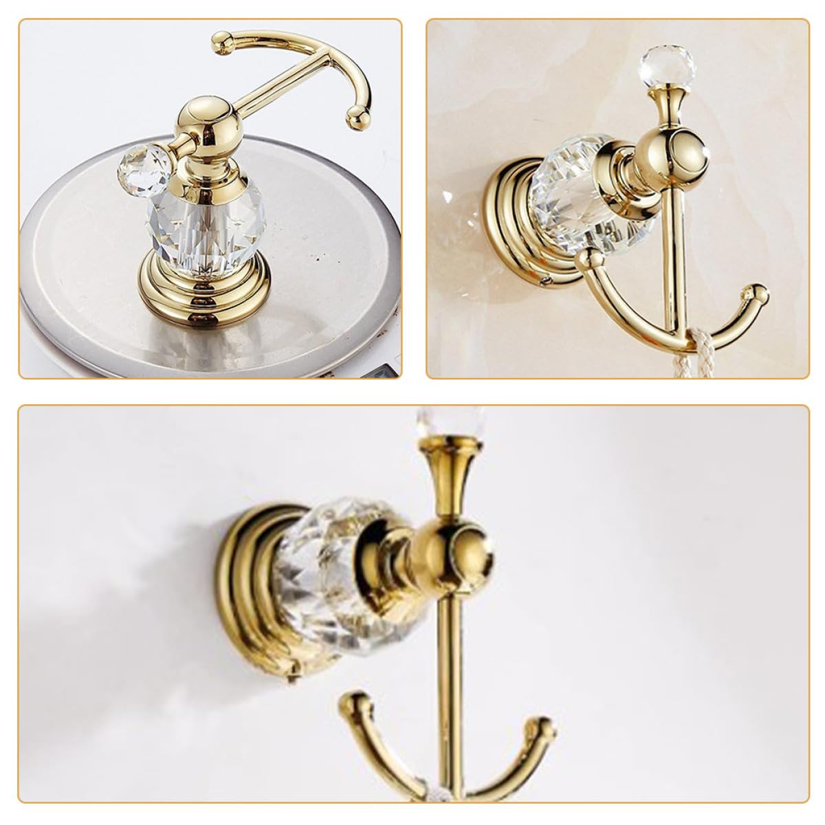 VALICLUD Gancho de Pared Dorado de Acero Inoxidable para Ropa y Toallas, Resistente Superficie Lisa sin Rebabas, Adecuado para Cocina y Pasillo Moderno