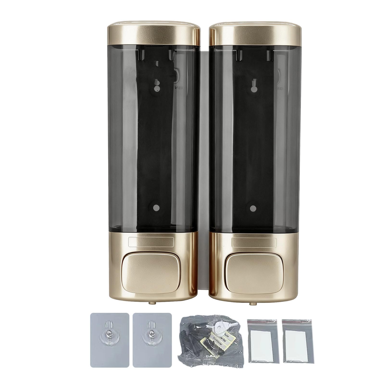 Doppelter Seifenspender, tropfsicher, Wandmontage, 320 ml x 2, für Badezimmer (Champagnergold)