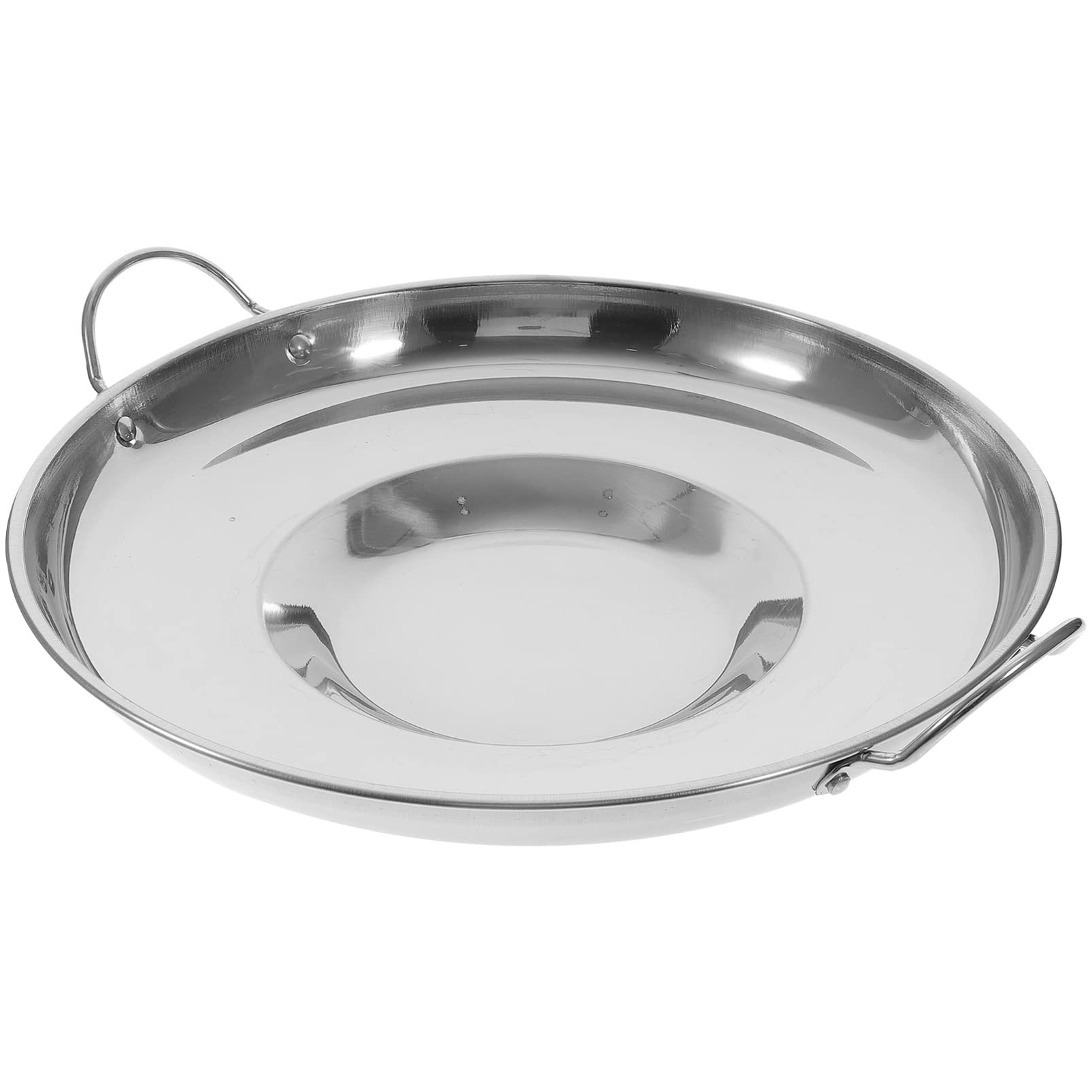 Hemoton Stainless Steel Griddle Pan Nonstick Frying Pan Pizza Pan Stovetop Flat Grill Griddle with Double Handles for Pancakes Eggs Bacon Bbq Silver