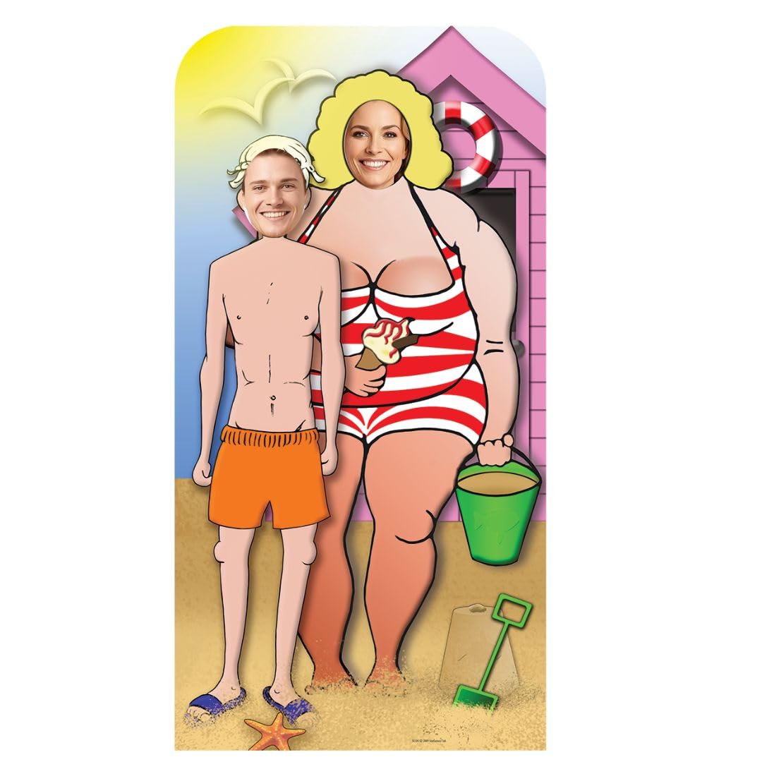 Seaside Couple Stand In Cardboard Cutout Figure 186cm Tall - Great for Photos
