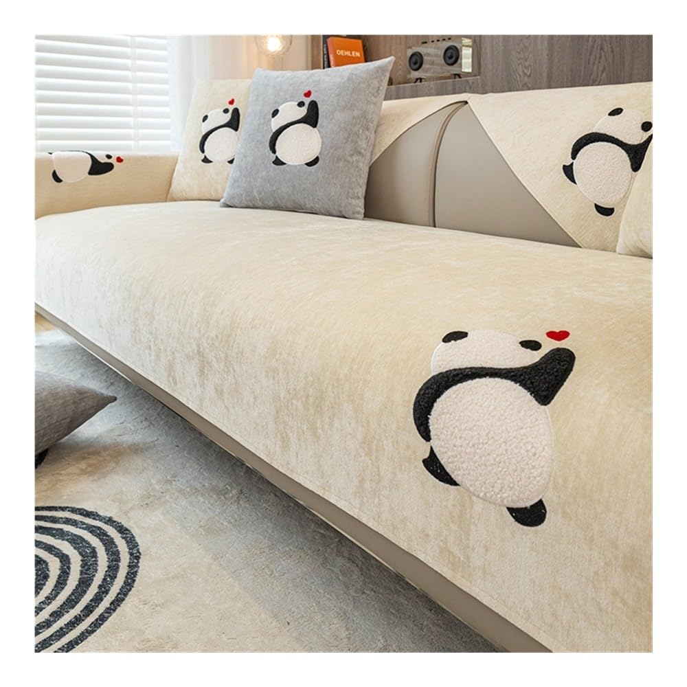 Housse de canapé sectionnelle panda beige pour un salon cocooning quatre saisons