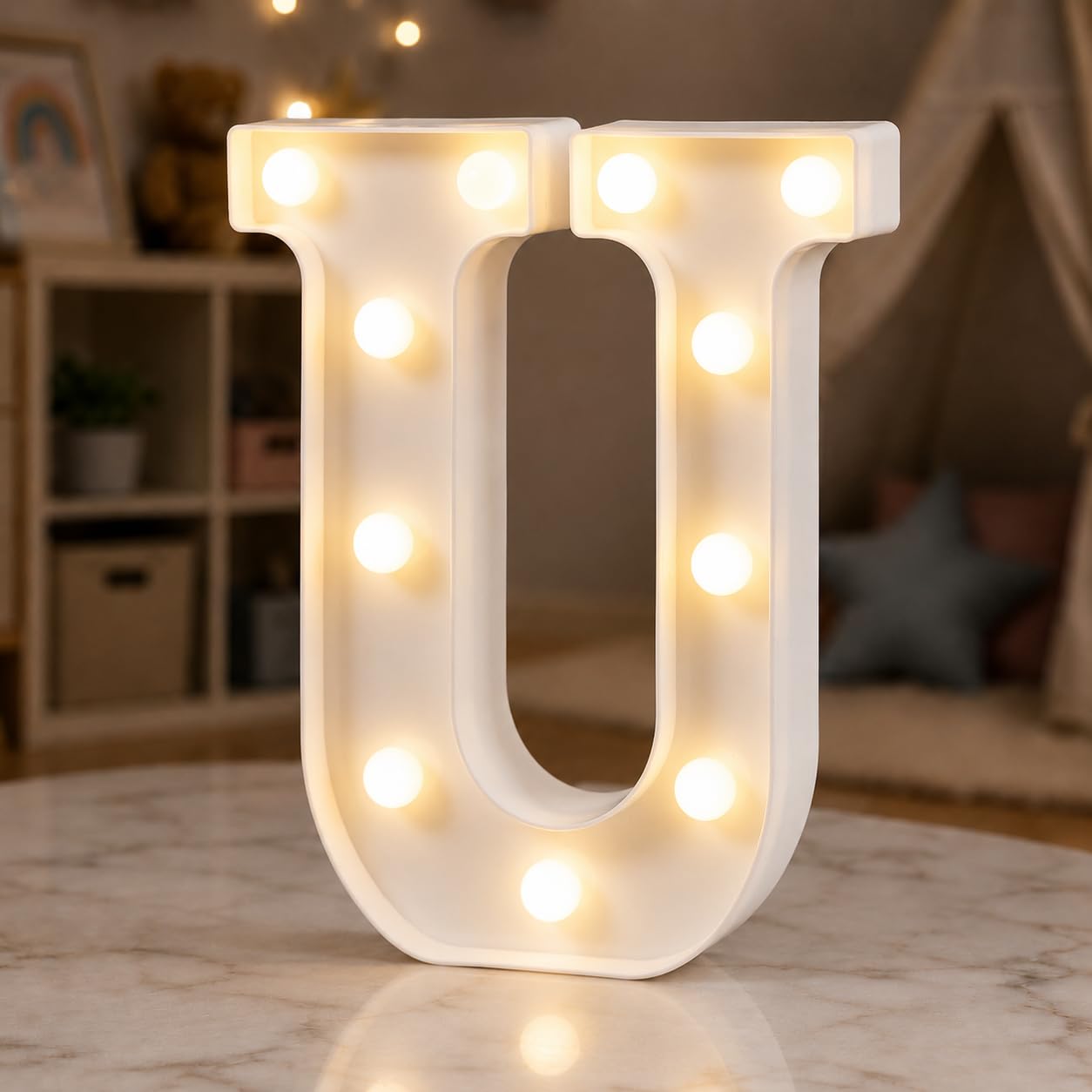 HXWEIYE Light Up Letters U, 8.58 Inch Battery Opearted, 11 LEDs