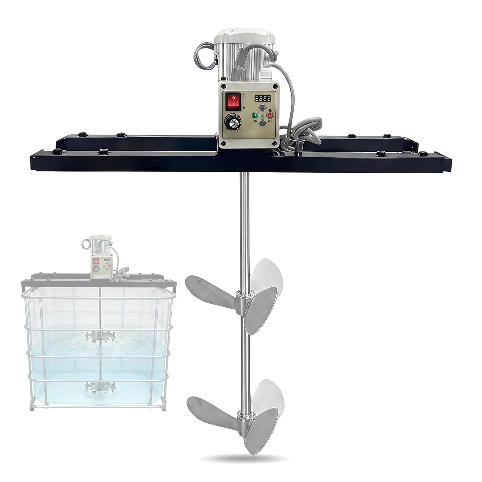 Mischpult, 265 Gallonen, 304 Edelstahl, zusammenklappbarer Propeller, elektrische Tankmischmaschine, Farbrührer, 2100 W, Klemmhalterung, verstellbare Halterung, Überlastschutz B
