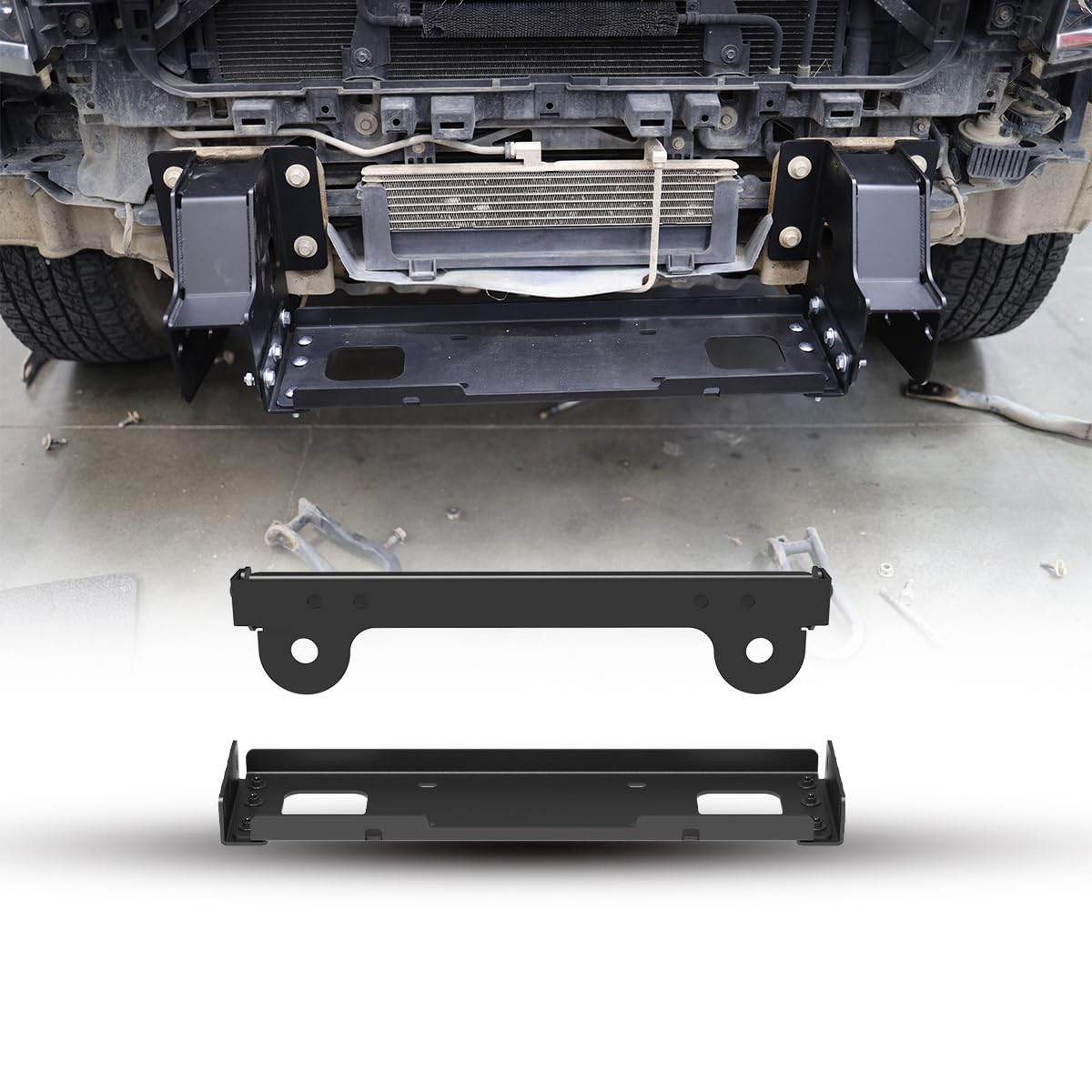 I1MOTOR Front Winch Mount Bracket for 2015-2019 Chevy Silverado 2500/3500/2500 HD/3500 HD with 12,000 lbs Winch Capacity, Winch Plate Built with Heavy Duty Steel [Only Fit Our Specific Bumper]