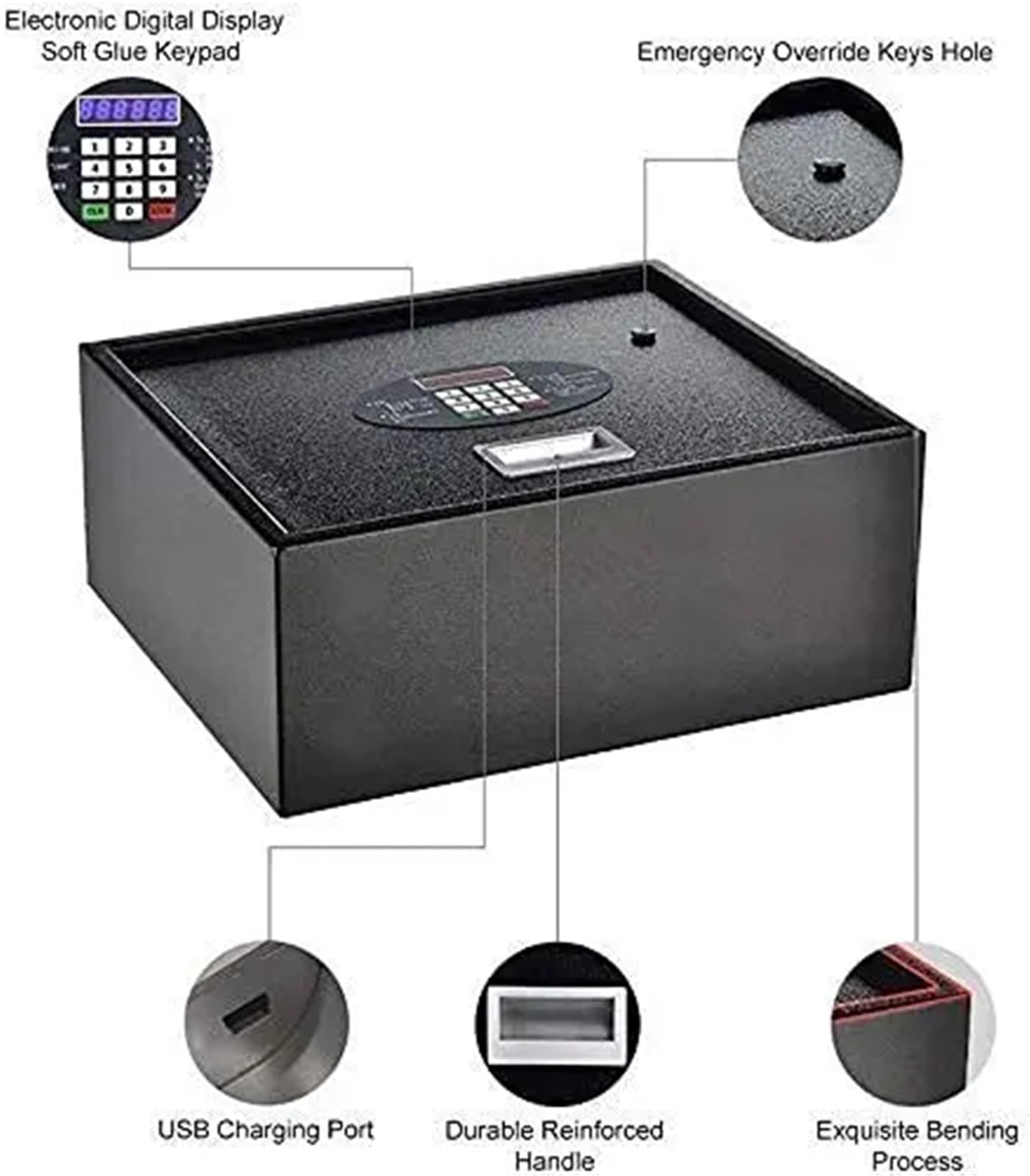 Caja De Seguridad Electrónica De Seguridad para Suelo/Cajón, Caja Fuerte Digital De Acero con Cerradura para Gabinete