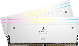 CORSAIR Dominator Titanium RGB DDR5 RAM 48GB (2x24GB) DDR5 up to 6000MHz CL30 Intel XMP 3.0 Desktop Memory – White (CMP48G…