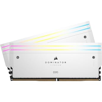 CORSAIR Dominator Titanium RGB DDR5 RAM 64GB (2x32GB) Up to 6400MHz CL32 Intel XMP 3.0 Desktop Memory - White (CMP64GX5M2B640