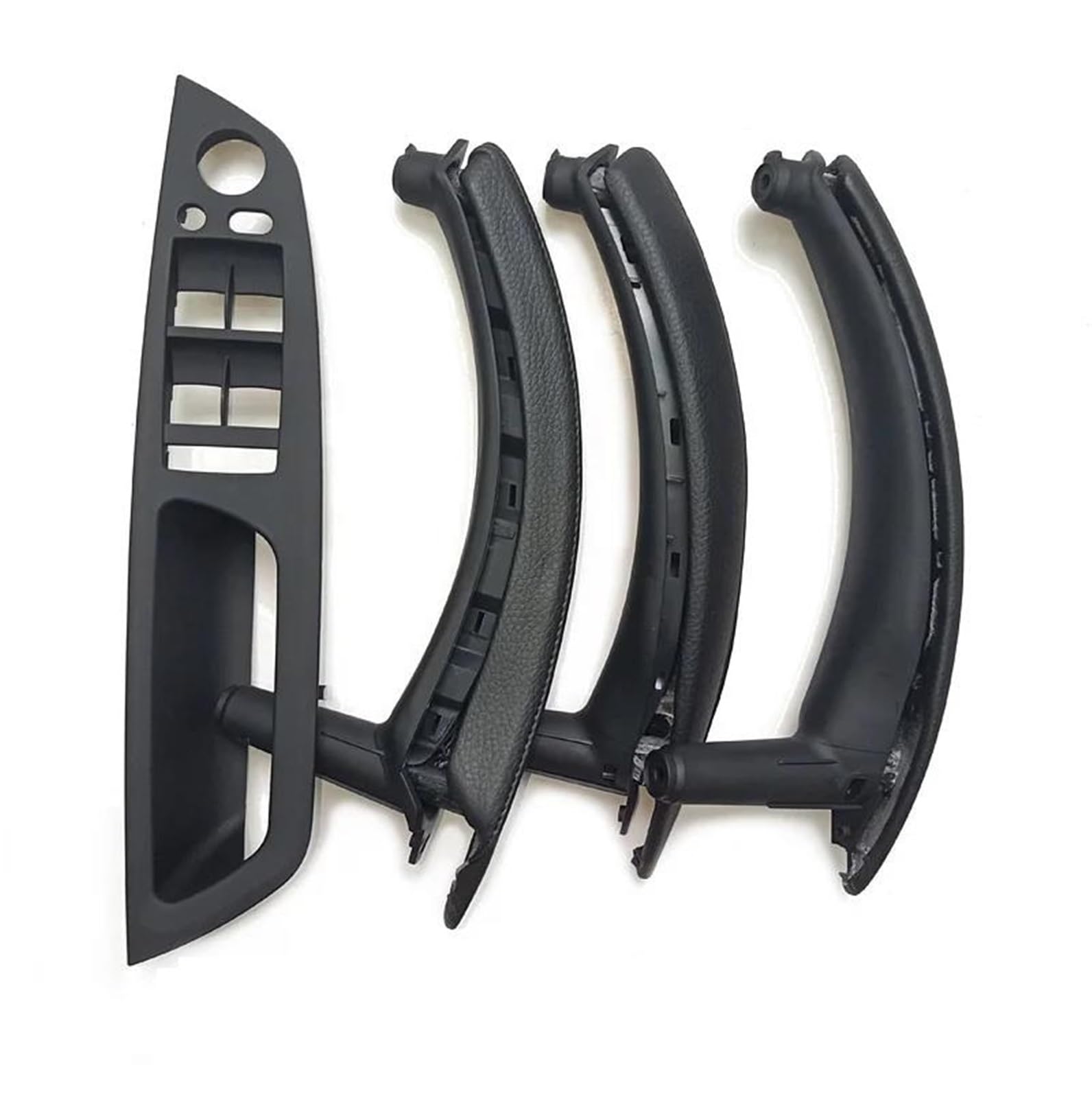 FKHBZM LHD Upgraded Interior Door Handle with Leather Cover Assembly Full Set for BMW X5 X6 E70 E71 E72 2007-2014(Black2)
