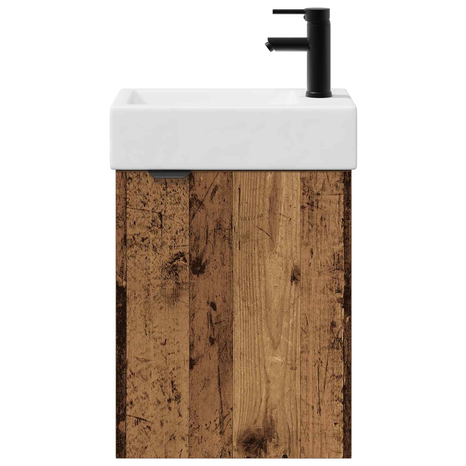 Armario de baño de madera con sistema de desagüe | Múltiples compartimentos, instalación de puerta flexible, acabado pulido, para baños modernos