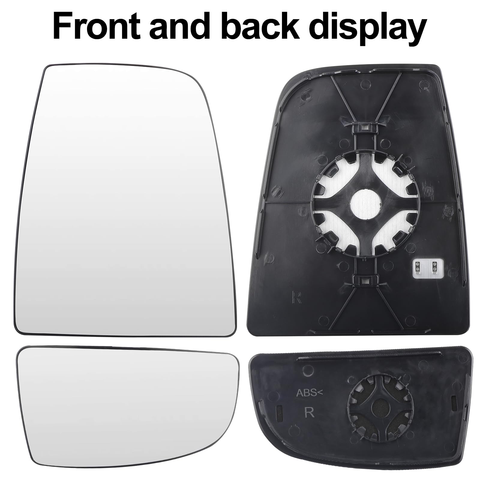 Vetro Specchietto Retrovisore Lato Destro Superiore e Inferiore per Ford Transit MK8 2014 2015 2016 2017 2018 2019 2020 Riscaldabile Vetro Specchio Esterno Convesso con Piastra di Supporto