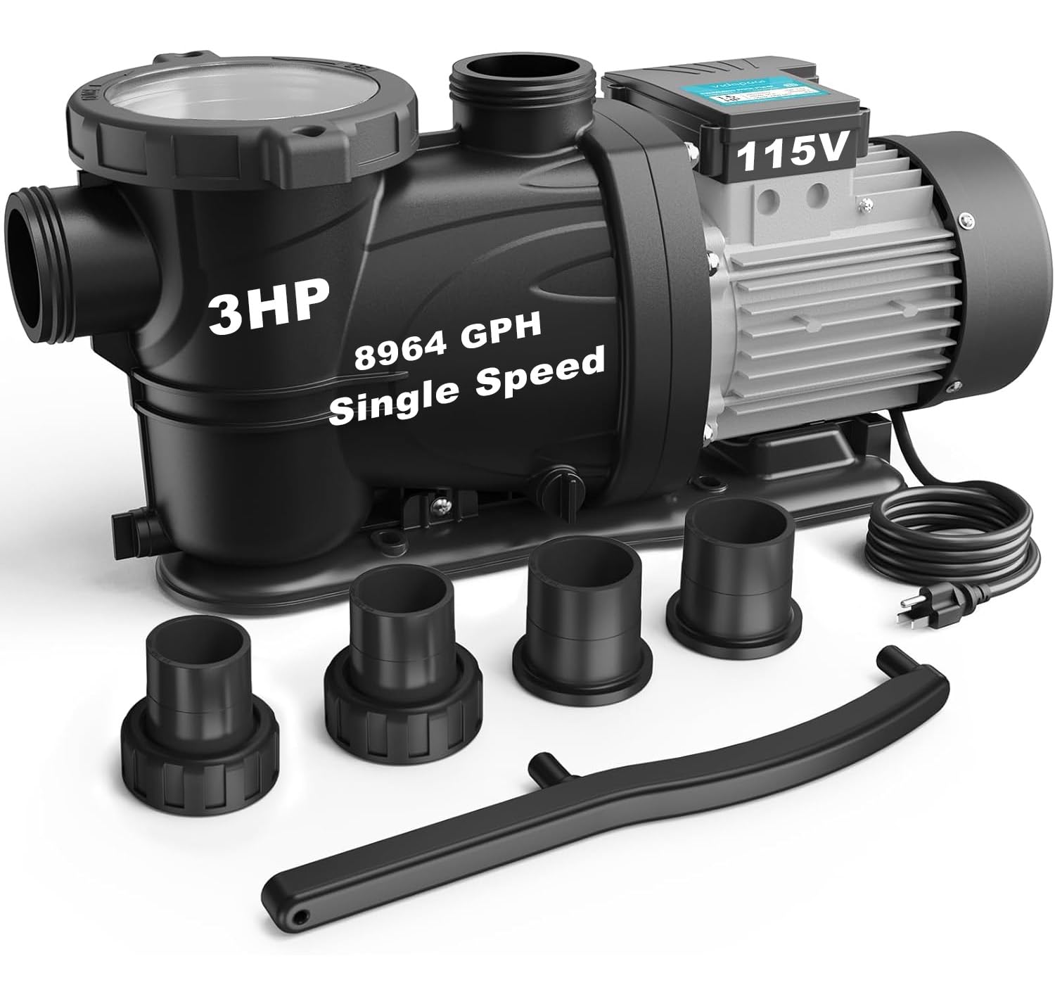 3HP In/Above Ground Pool Pump,8964GPH Single Speed High Flow 115V Powerful Self Primming Swimming Pool Pumps with Filter