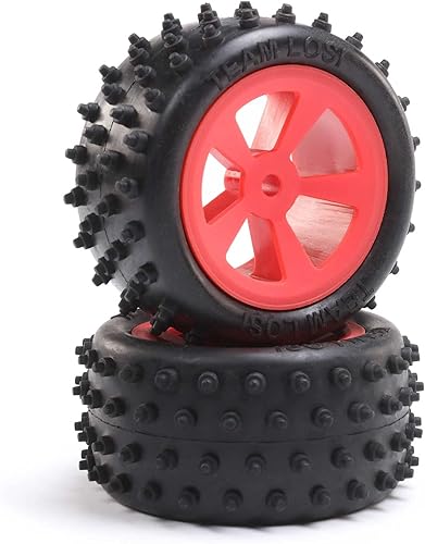 Losi Neumáticos traseros de 4 filas montados rojo 2 Mini JRX2 LOS41023 RC neumático