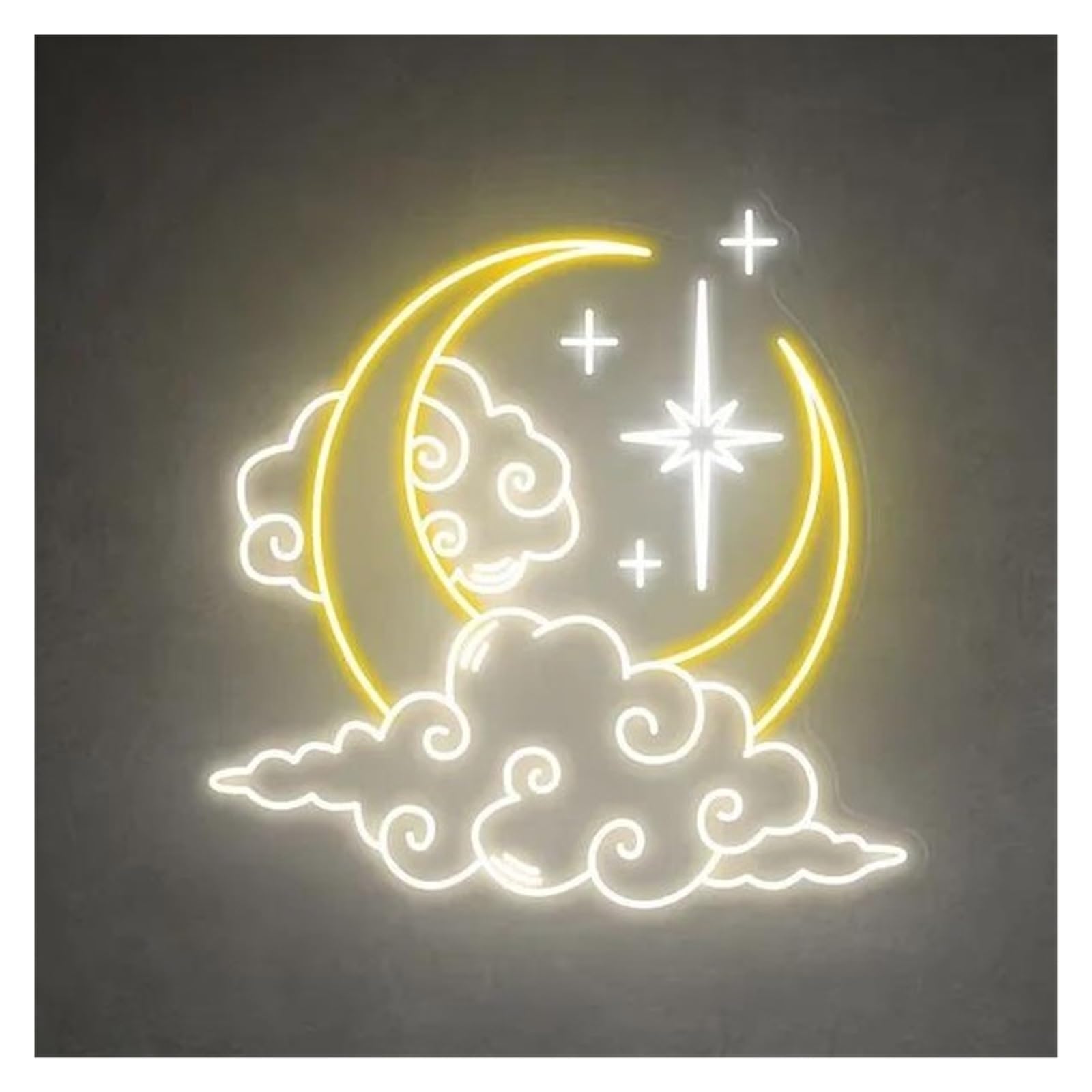 Lemst B Signs Lamp Moon Cloud Star Neon Sign Light Us Powered For Kids Edroom Irthday Wedding Party Ar Home Personalized Wall Art Decoration 40Cmx38cm(B)