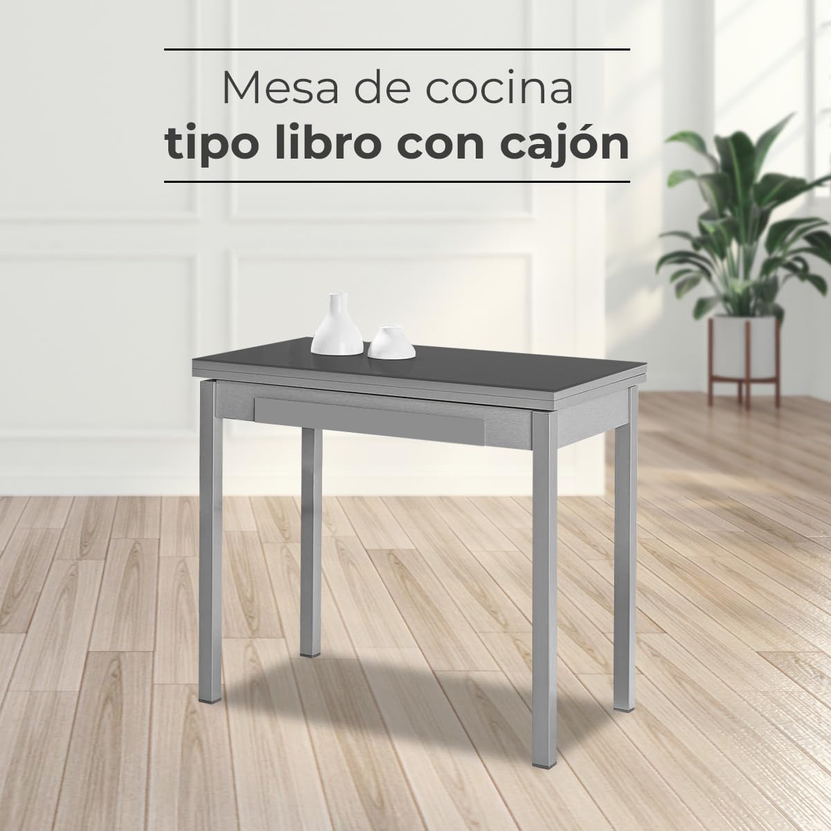 ASTIMESA Mesa de Cocina Tipo Libro 80x40cm Grafito