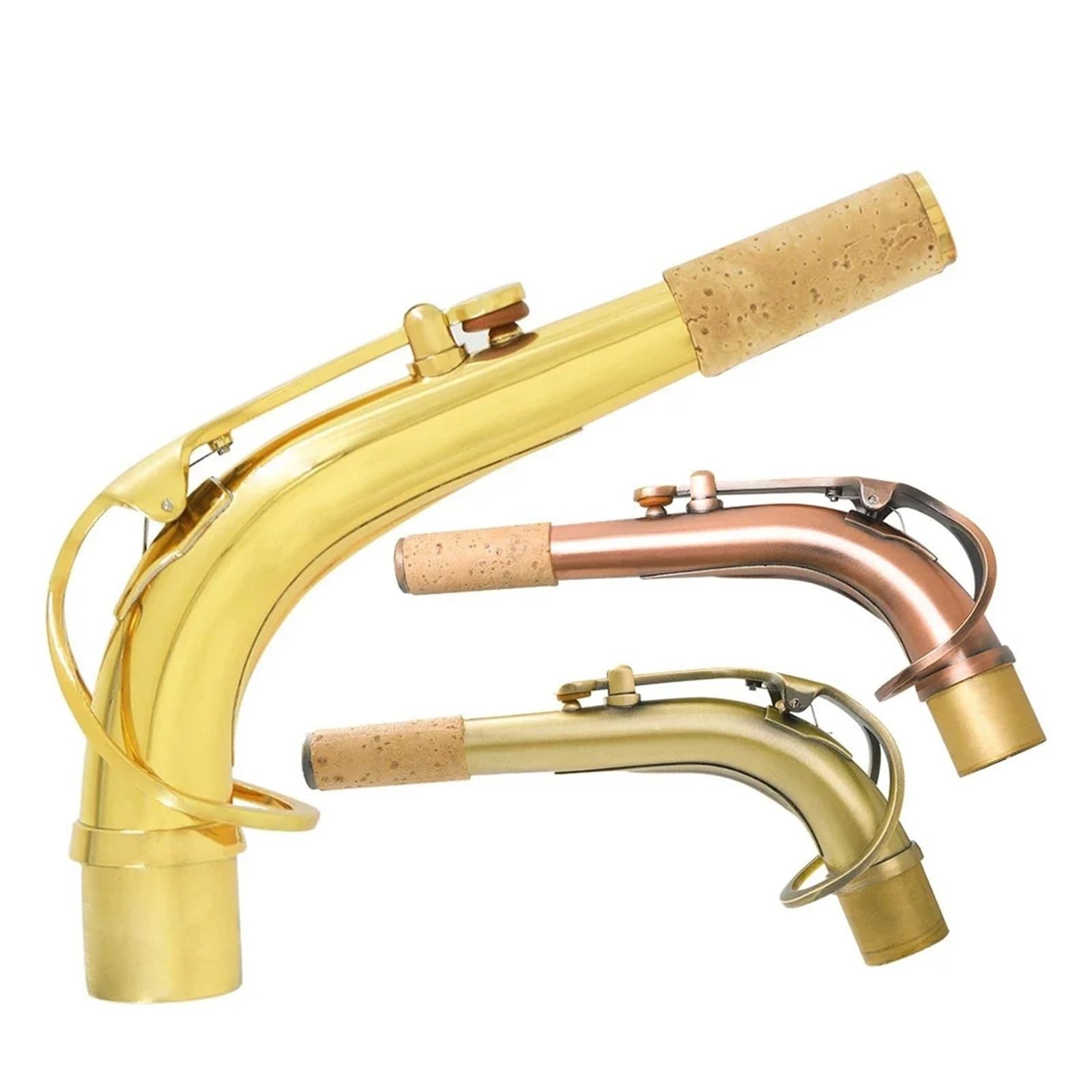 Saxe Collo Curvo Sassofono Contralto Bend Ottone Materiale Sax Accessorio for strumenti a fiato 24,5 mm(Golden)