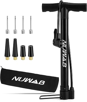 NUWAB Bike Floor Pump, Cycling Floor Pump with Presta & Schrader Valves, Portable Multi-Purpose Bicycle Pump, Foot Bike Pump fit for all Bike and Balls, Swimming Rings