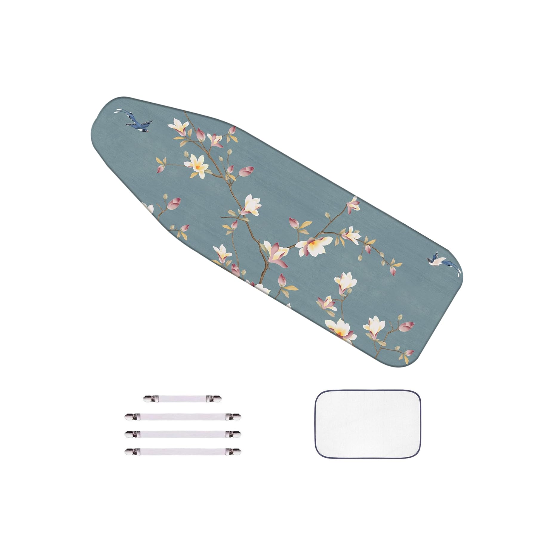 Housse De Table à Repasser Extra Large 150x60 Cm Coton 2 Plis + Filet Isolant – Imprimée, Élastique & Clips De Fixation
