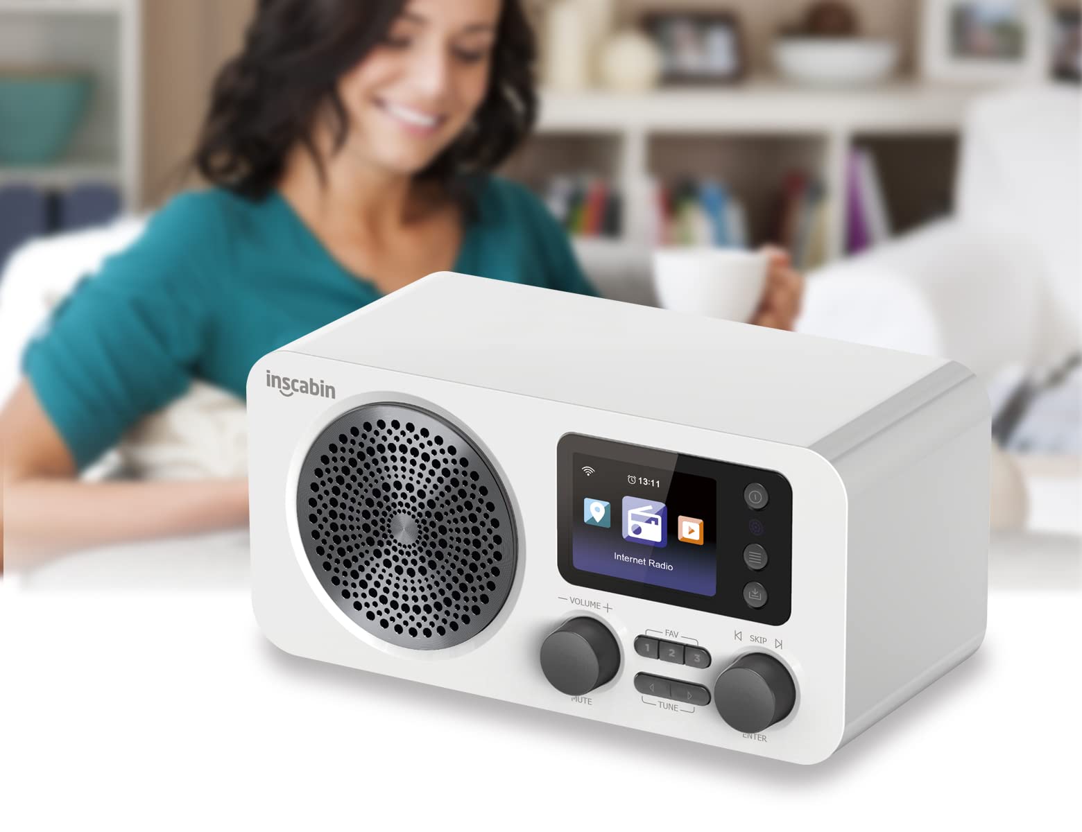 Radio numérique Internet Dab/Dab+ Inscabin D7, Radio Internet/Radio numérique avec Spotify Connect et Bluetooth (D7-WT)