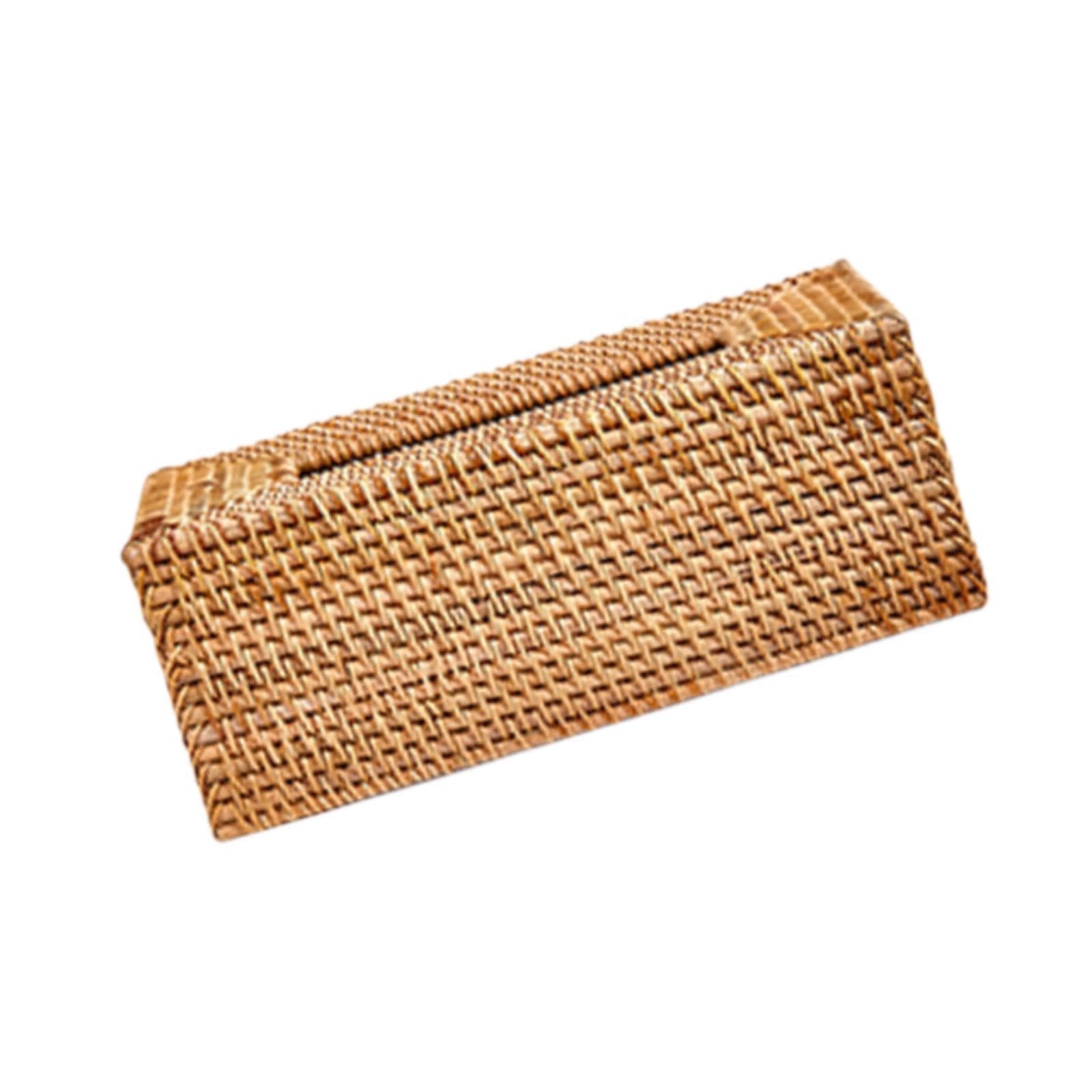 TWISAXC Trendy Paper Facial Tissues Case Rattan Tissue Box Combines Practicality And Timeless Style Enhancing Space Effortlessly Desk Tissue Case Retro for Creative Facial Box, Wood, 26x15x10cm