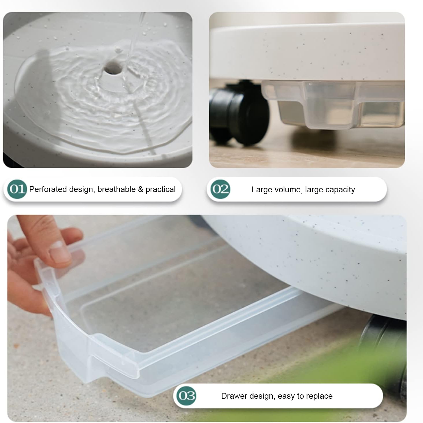 WAVEIST 10.6" Plant Caddy White with Easy Moving Caster Wheels, Round Shape Planter Tray Pallet with Water Storage Box Easy and Mute to Move Heavy Duty Flower Pots Indoor or Outdoor (Small)