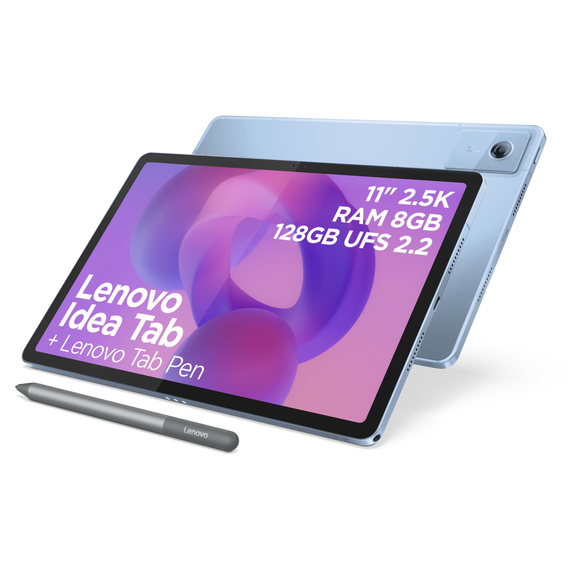 Lenovo Idea Tab Tablet - Display 11" 2.5K (2560x1600) 90Hz, Processore Mediatek Dimenity 6300, RAM 8GB, Memoria 128GB, WiFi 5, Tablet Android 15, Tab Pen inclusa - Polar Blue