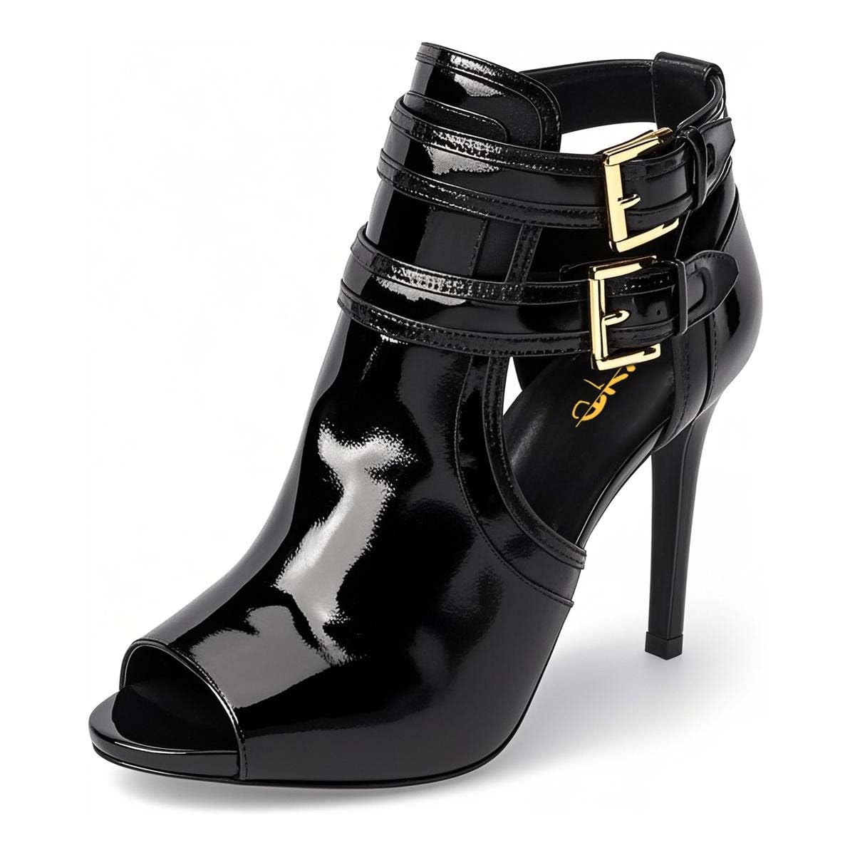 XYD Women Peep Toe Sandal Ankle Booties Dual Buckled Straps Stiletto Heels Stylish Cutout Event Party Pumps Shoes