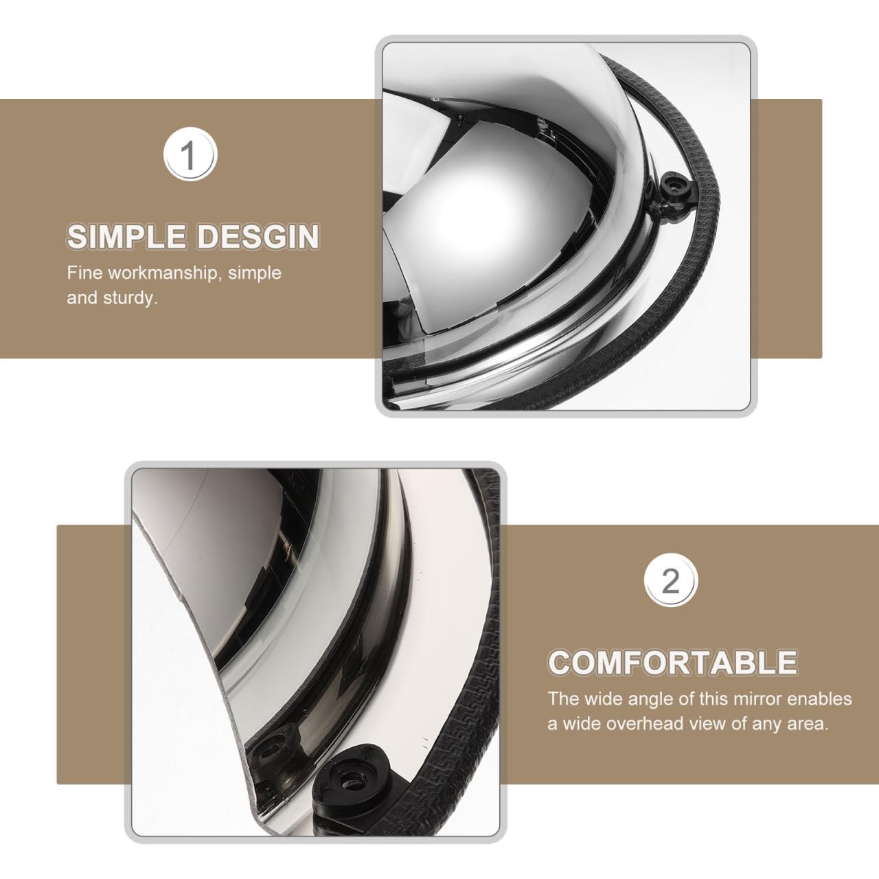 Miroir d'angle convexe de sécurité en acrylique avec bord noir pour allée, entrepôt, bureau, parking, supermarché, 180 degrés
