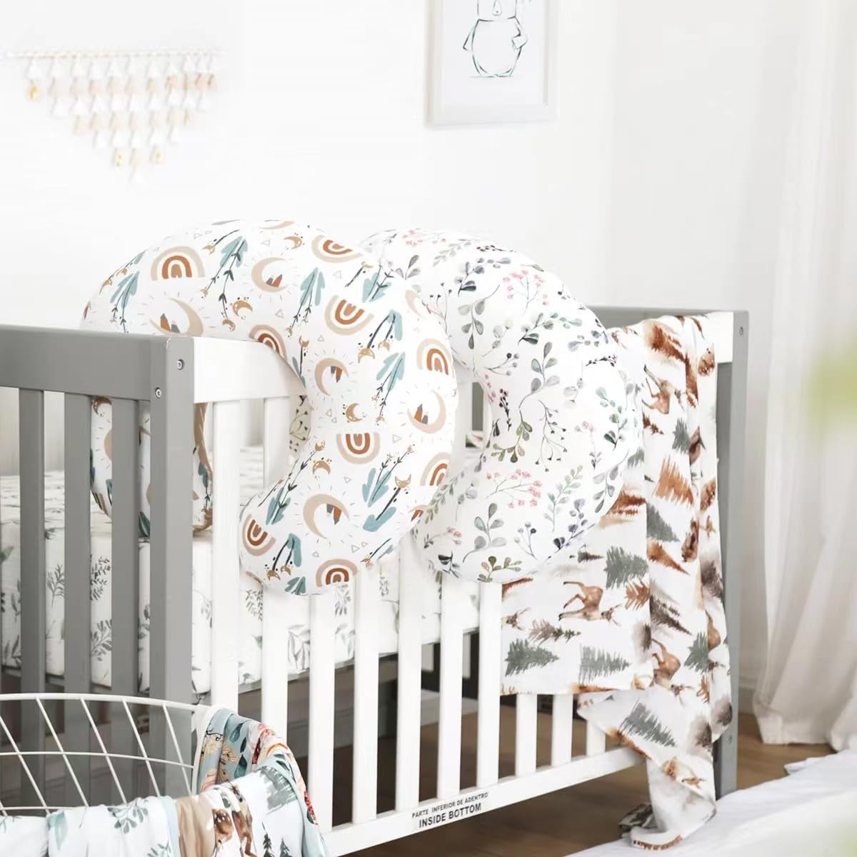 Almohada de lactancia y posicionador, lactancia materna, alimentación con biberón, soporte para sentarse al bebé con funda extraíble ultra suave Minky, soporte para el tiempo de barriga para