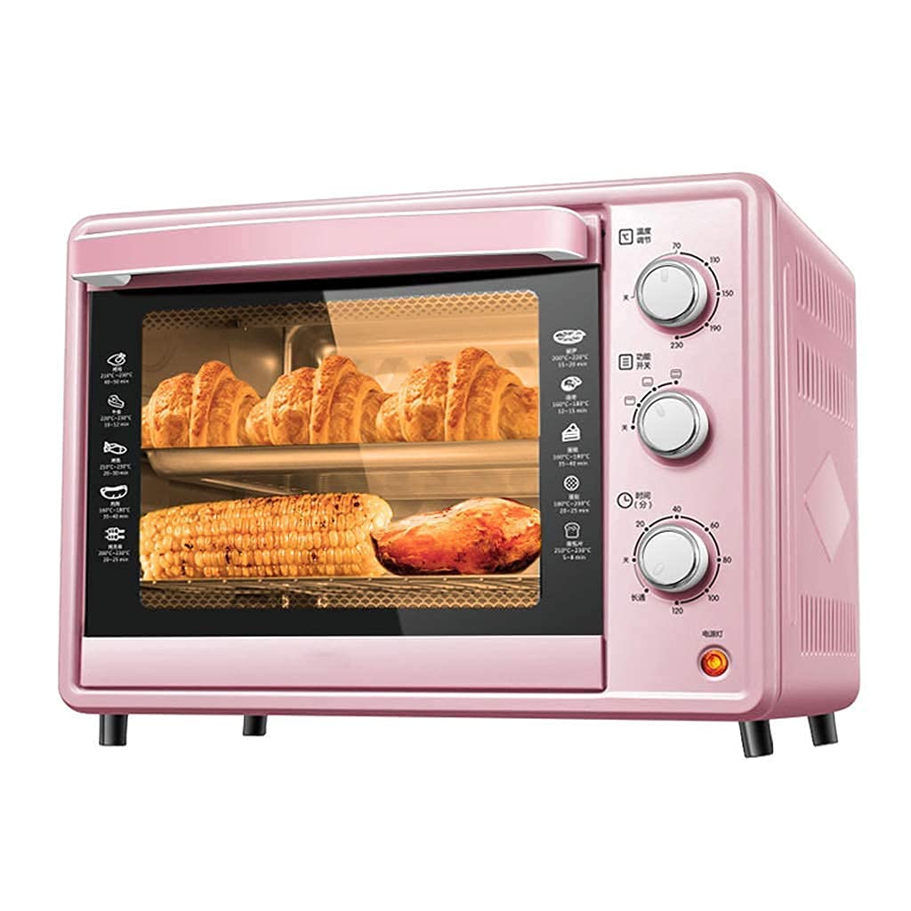 FAXIOAWA Mini Forno da 30 Litri Temperatura Regolabile Posizione di Cottura a Quattro Strati Cottura Domestica Forno Elettrico Automatico Multifunzionale(Rosa)