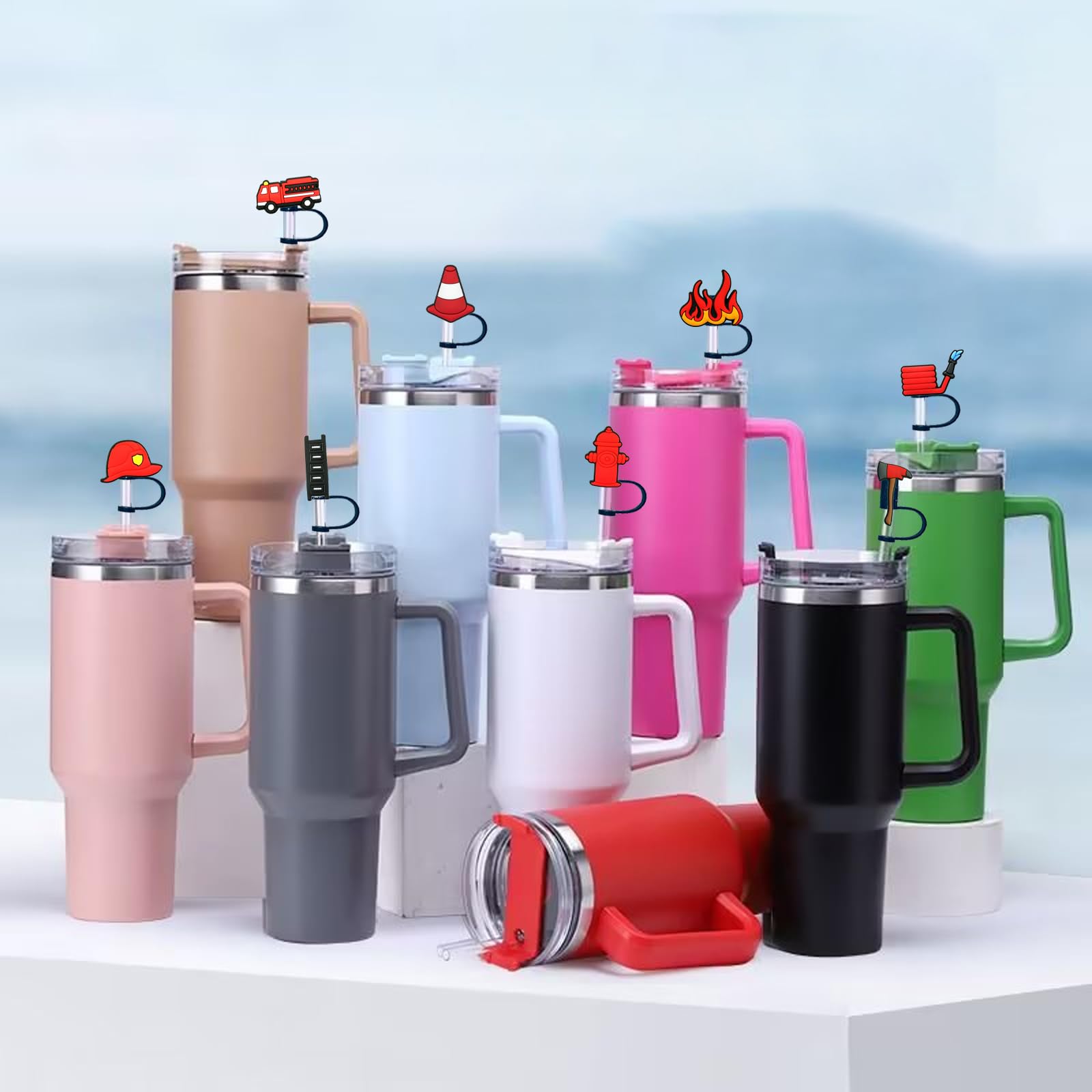 4er-Set Strohhalm-Abdeckkappen Aus Silikon – Wiederverwendbar & Perfekt Für Herbst & Erntedankfest – Passt Auf 30- & 1,2-Liter-Becher