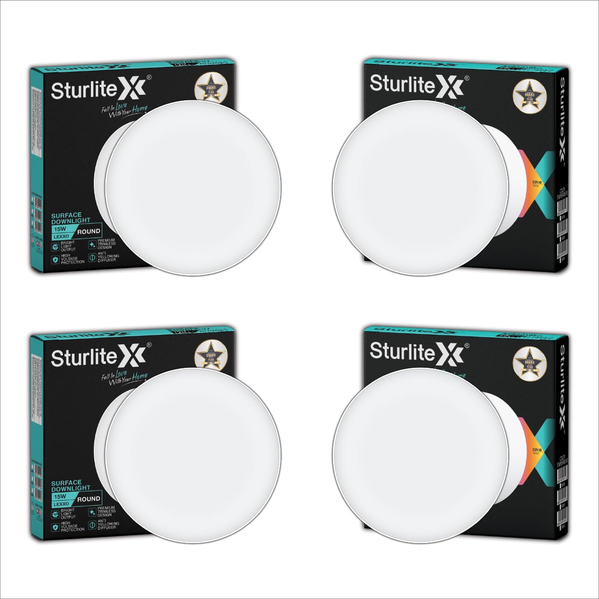 Sturlite Lexxo 15W Round LED Surface Light| 6500k Cool White Color Temperature| 1500 Lumens with CRI Tech for Accurate Color Representation - (Pack of 4) (B0CS3SQ23Q) Amazon Price History, Amazon Price Tracker