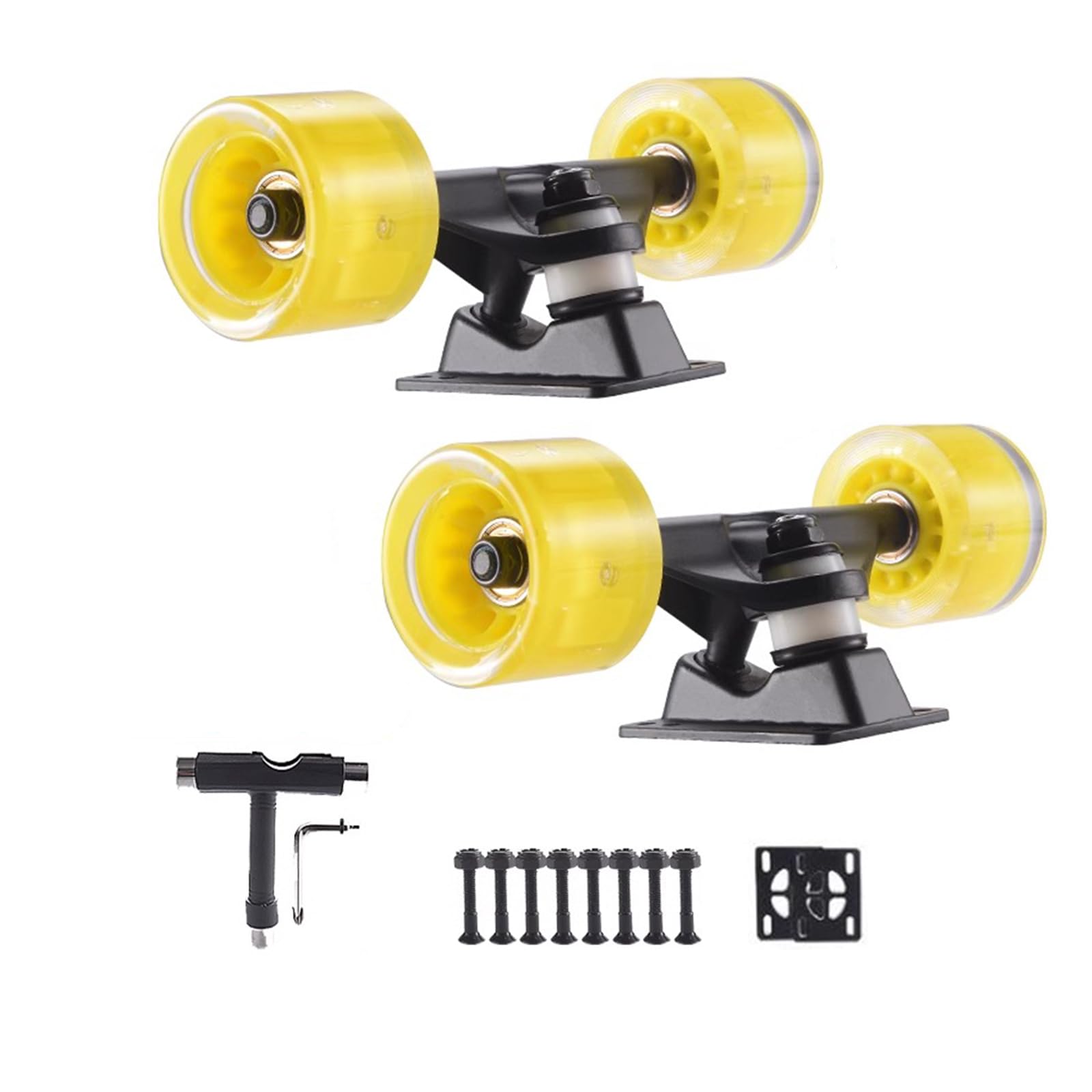 Skateboard Achsen Set Skateboard Achsen und Rollen Set Flash LED Skateboard Rollen und Kugellager Set 60 mm mit Skateboard Pads Skateboard Werkzeug